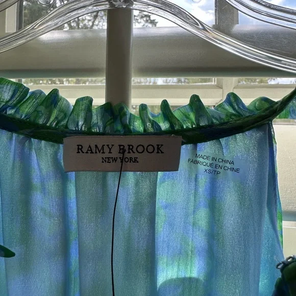 Ramy Brook Rylee Ruffle Mini Dress in Blue-Green (Floral). Only worn once. - Picture 5 of 5